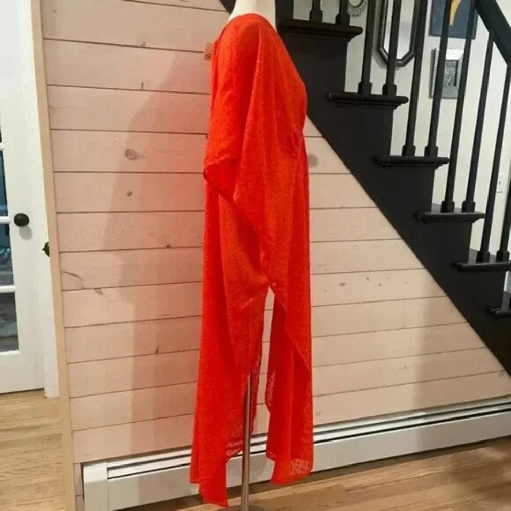 Free People Stevie Sheer Kaftan in Red NWT One Size - Picture 7 of 8